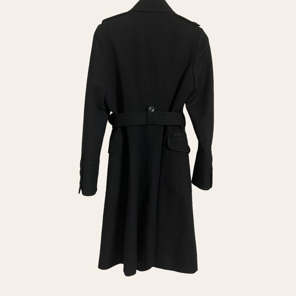 Karen Millen Black Wool Blend Single Breasted Belted Trench Coat Size 8 - Picture 5 of 10